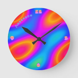 Neon Plasma Modern Psychedelic Personalised Wall Round Clock