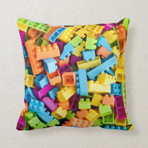 Neon Plastic Building Blocks Cushion