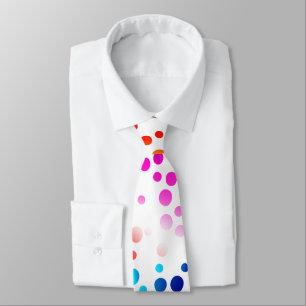 Neon Polka Dots on White  Tie