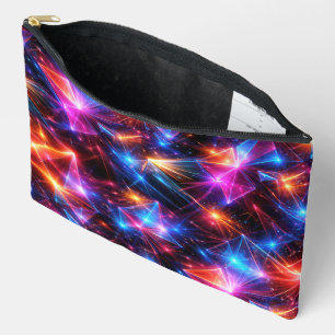 Neon Polygon Abstract with Explosions Accessory Pouch