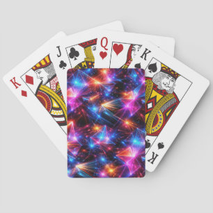 Neon Polygon Abstract with Explosions Playing Cards