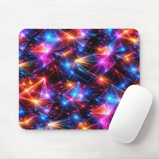 Neon Polygon Abstract With Sparks Mouse Pad (With Mouse)