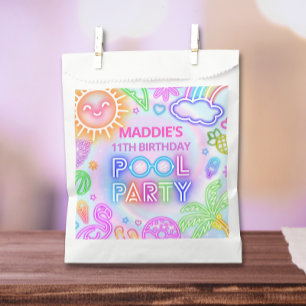 Neon Pool Party Birthday Favour Bags