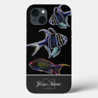 Neon-Pop-Art aquarium fish with Monogram! Case-Mat