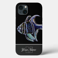 Neon-Pop-Art aquarium fish with Monogram! Case-Mat