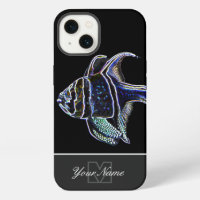 Neon-Pop-Art aquarium fish with Monogram! Case-Mat