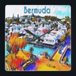 Neon Pop Art Bermuda wall clock<br><div class="desc">Neon Pop Art 4544 Bermuda wall clock

A beautiful landscape photo of downtown St. George Bermuda is transformed into a colourful Neon Pop Art square wall clock. 

By celeste@khoncepts.com</div>