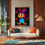 Neon Pop Art Bunny: Playful and Vibrant Hanging Tapestry<br><div class="desc">Hop into a world of colour and creativity with this playful neon pop art illustration of a cheerful bunny. Featuring bold neon strokes, a vibrant palette, and a whimsical expression, this artwork embodies the fun and dynamic energy of contemporary pop art. Perfect for fans of quirky animal designs, bold statement...</div>