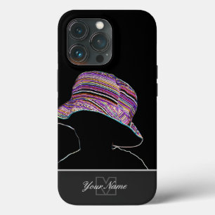 Neon-Pop-Art child colourful hat with Monogram! iPhone 13 Pro Case