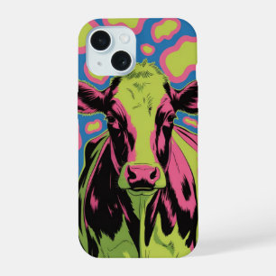 Neon Pop Art Cow iPhone 15 Case
