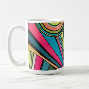 Neon Pop Art Deco: Electric Geometric Radio Waves Coffee Mug