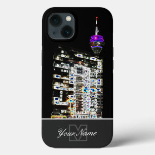 Neon-Pop-Art Düsseldorf Rhine tower with Monogram! iPhone 13 Case
