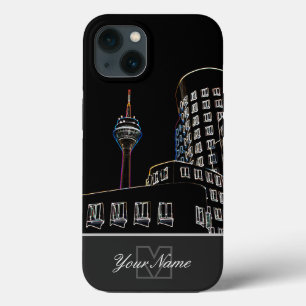 Neon-Pop-Art Düsseldorf Rhine tower with Monogram! iPhone 13 Case