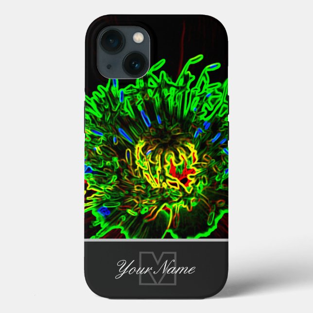 Neon-Pop-Art green blossom macro with Monogram! Case-Mate iPhone Case (Back)