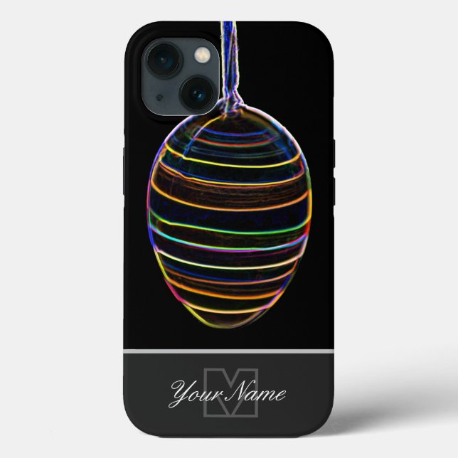 Neon-Pop-Art Happy Easter Egg with Monogram! Case- Case-Mate iPhone Case (Back)