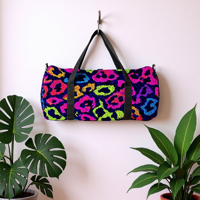 Neon Pop Art Leopard Print Duffle Bag (Creator Uploaded)