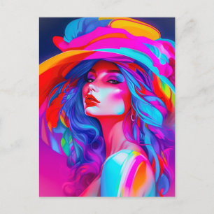 Neon Pop Art Portrait  Postcard