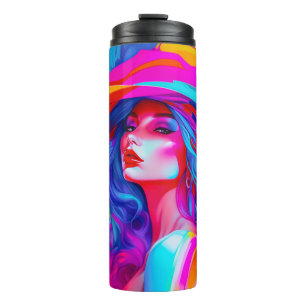 Neon Pop Art Portrait Thermal Tumbler