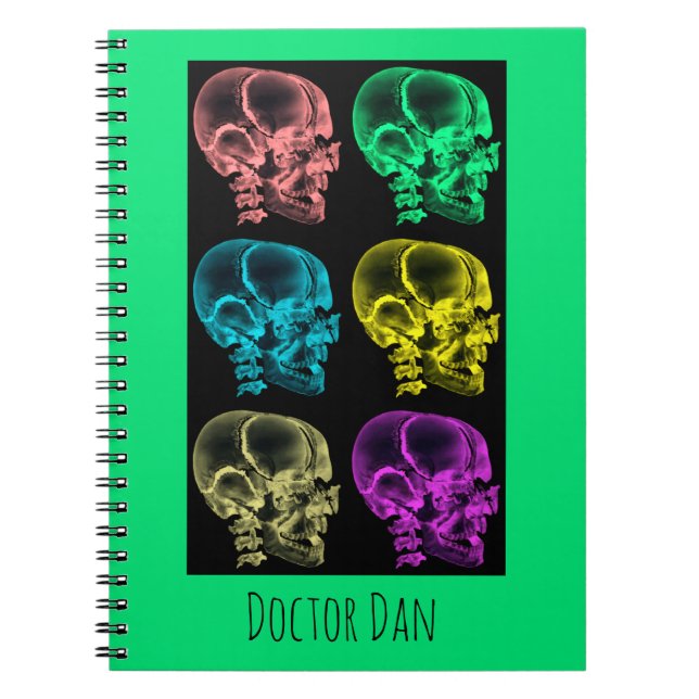 Neon Pop Art Skulls Notebook (Front)