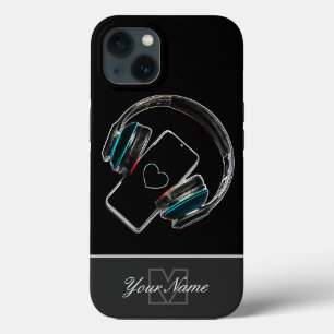 Neon-Pop-Art smartphone headset heart Monogram! iPhone 13 Case