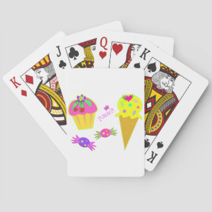 Neon Pop Art Sweet Treats Cupcake and Ice Cream Playing Cards