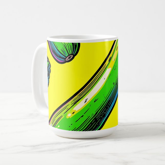 Neon Pop Art Zucchini Pattern Coffee Mug (Front Left)