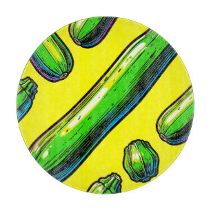 Neon Pop Art Zucchini Pattern Cutting Board
