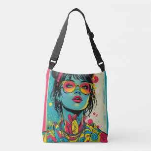 Neon Pop Diva Portrait – Bold & Vibrant Retro Art Crossbody Bag