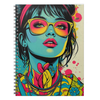 Neon Pop Diva Portrait – Bold & Vibrant Retro Art Notebook