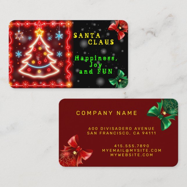 Neon Popular Christmas Holiday Collection Business Card (Front/Back)