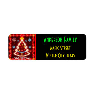 Neon Popular Christmas Holiday Collection Return Address Label