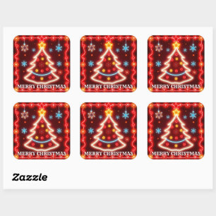 Neon Popular Christmas Holiday Collection Square Sticker