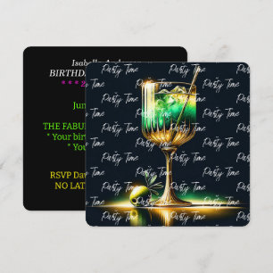 Neon Popular Party Time Personalised Invitation