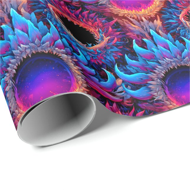 Neon Portals - Cosmic Horror Gateway Pattern Wrapping Paper (Roll Corner)