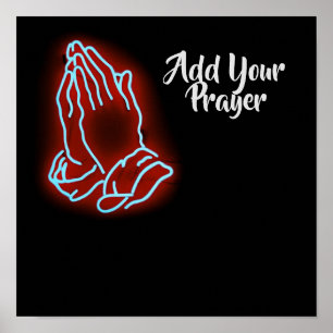 Neon Praying Hands Personalise or Customise Poster