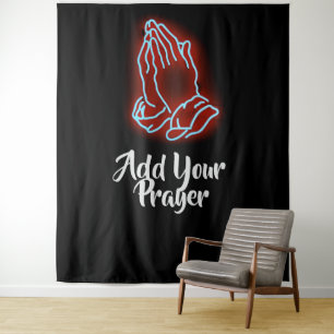 Neon Praying Hands Personalise or Customise Tapestry