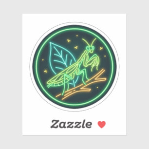 Neon Praying Mantis Leaf Nature Glow Art