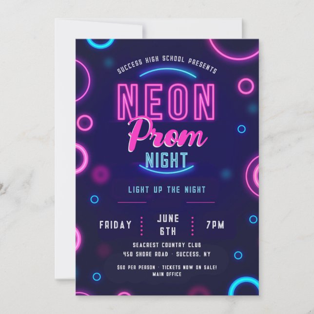 Neon Prom Night Invitation (Front)