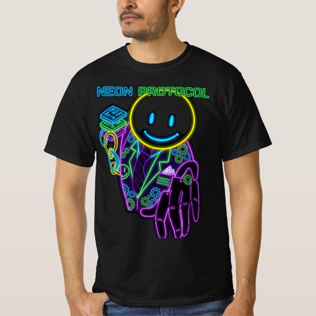 Neon Protocol: Digital Cyber-Smile T-Shirt (Front)