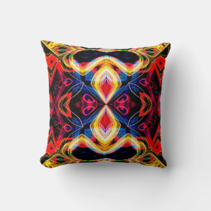 Neon Psychedelic Abstract Throw Pillow 2