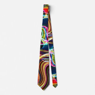 Neon Psychedelic Abstract Wavy Electric Art Tie