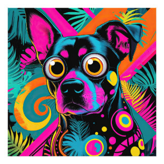 ✨ Neon Psychedelic Cat – Pop Art Design 🎨🐱 Photo Print