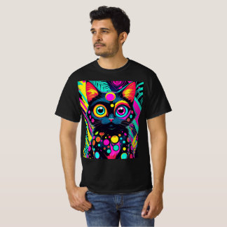 ✨ Neon Psychedelic Cat – Pop Art Design 🎨🐱 T-Shirt
