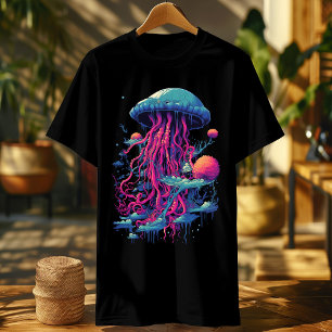 Neon Psychedelic Jellyfish: Vibrant Aquatic Rhapso T-Shirt