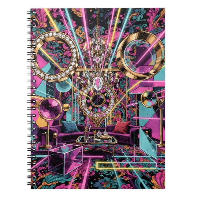 Neon Psychedelic Luxury Lounge Art Notebook (Front)