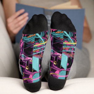 Neon Psychedelic Luxury Lounge Art Socks