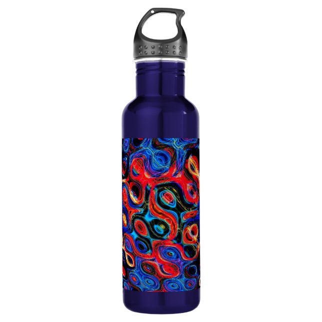 Neon Psychedelic Ripples Water Bottle (Front)