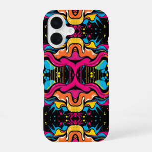 Neon Psychedelic Wave Seamless Pattern iPhone 16 Case