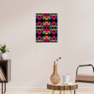 Neon Psychedelic Wave Seamless Pattern Poster