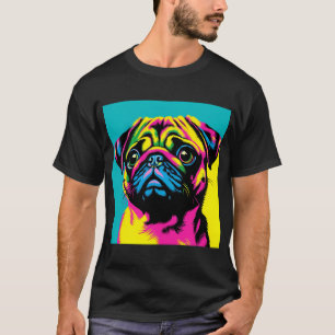 Neon Pug Dog Portrait T-Shirt